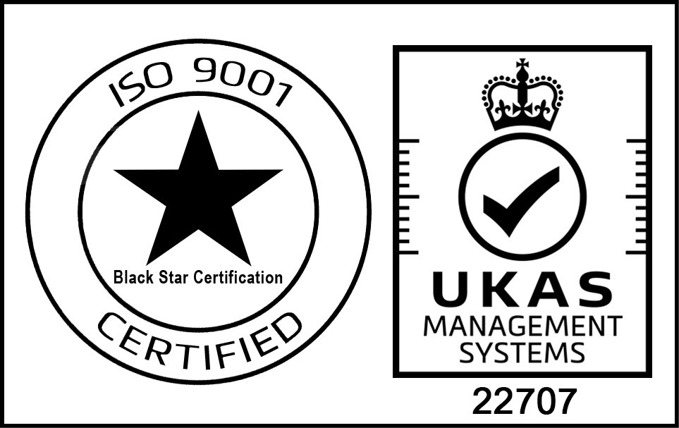 ISO 9001 UKAS certified, certificate 22707